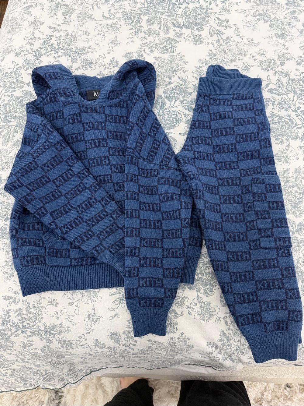 Kith Navy & Deep Blue Checker Knit Hoodie and Joggers